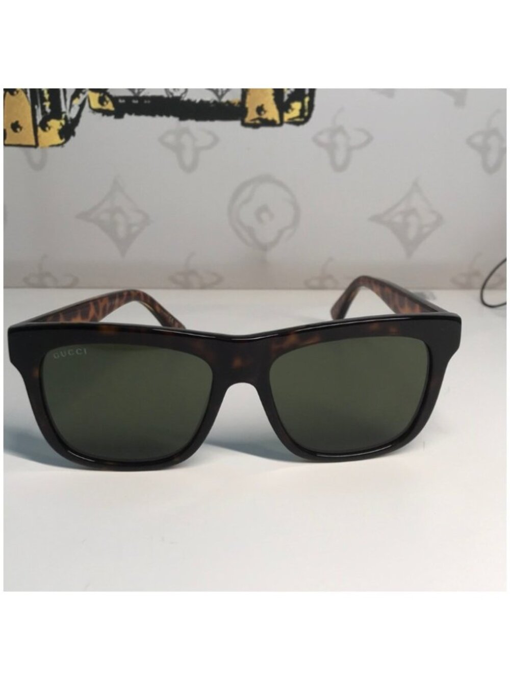 Gucci GG0158SN Tortoise Shell Sunglasses with Green Lenses 002